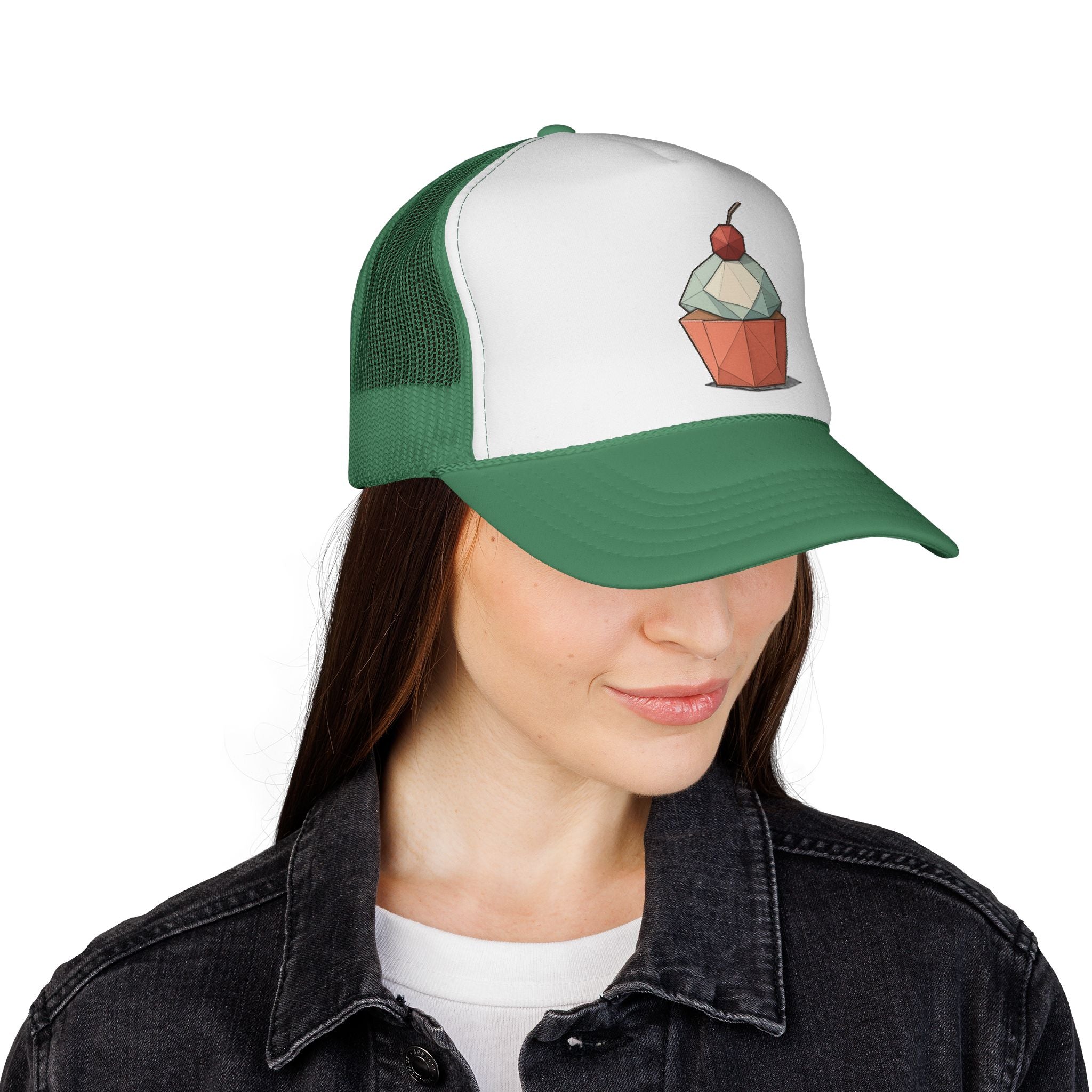 Trucker Cap with Origami Cupcake Design