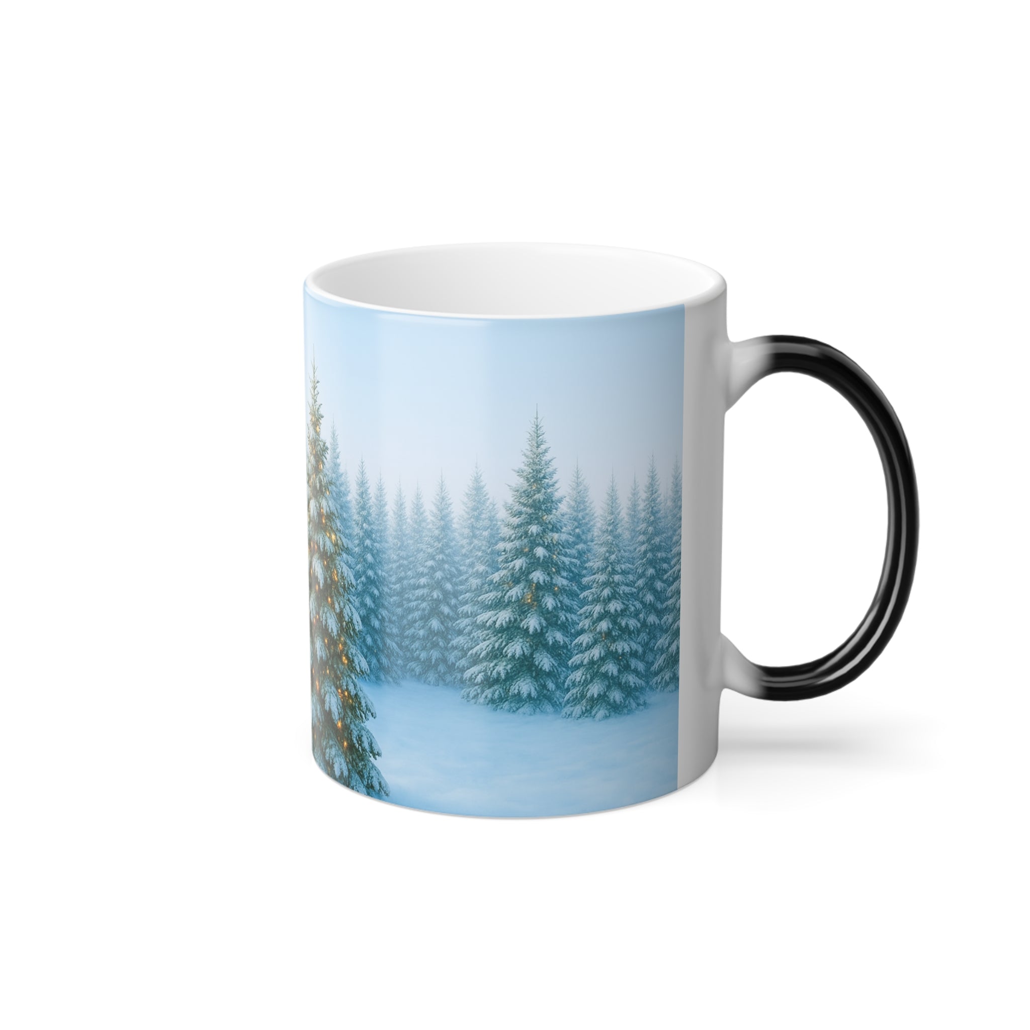 Color Changing Winter Forest Mug, Cozy Hot Beverage Cup, Holiday Gift, Christmas Decor, Seasonal Drinkware