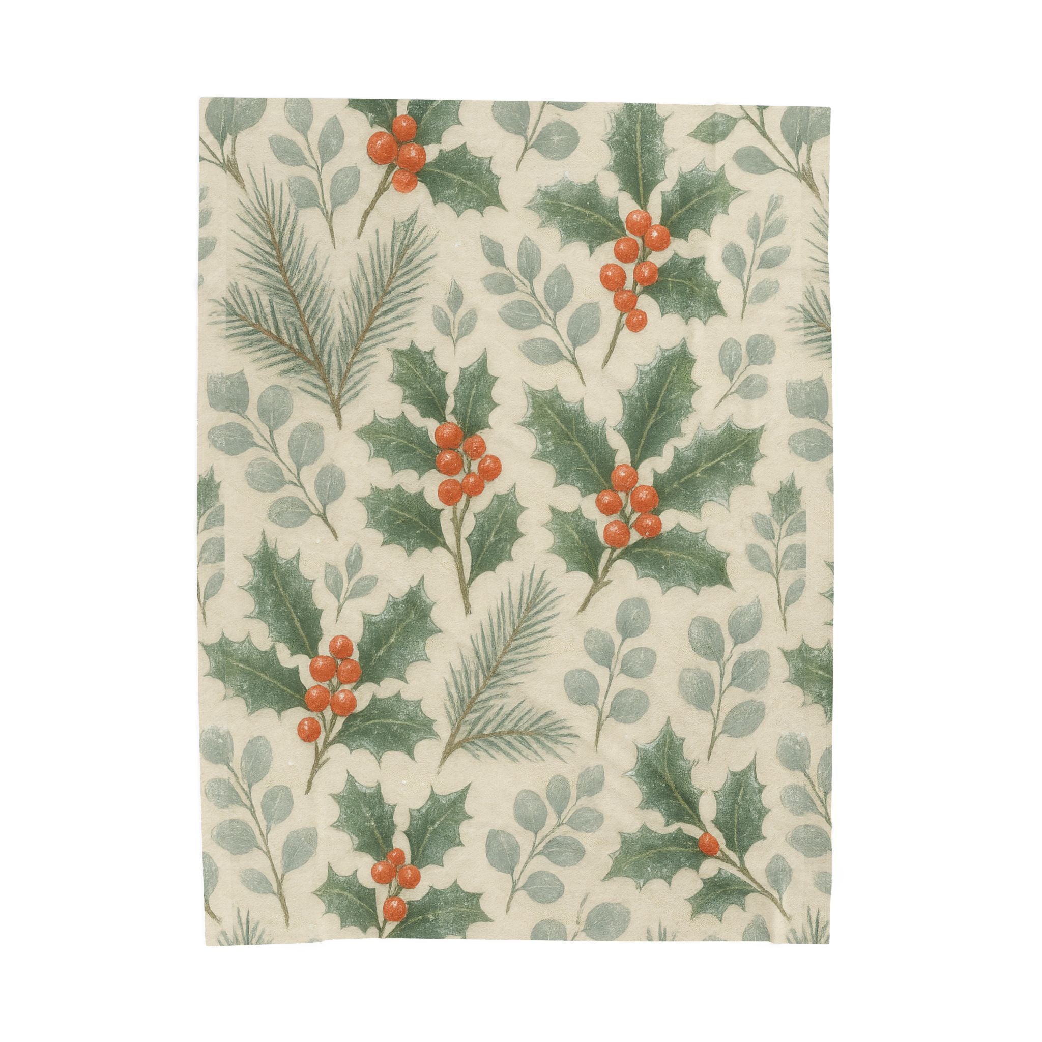 Cozy Holiday Velveteen Plush Blanket, Perfect for Winter Decor, Gift for Home, Christmas, Cozy Nights, Hydrangea Design