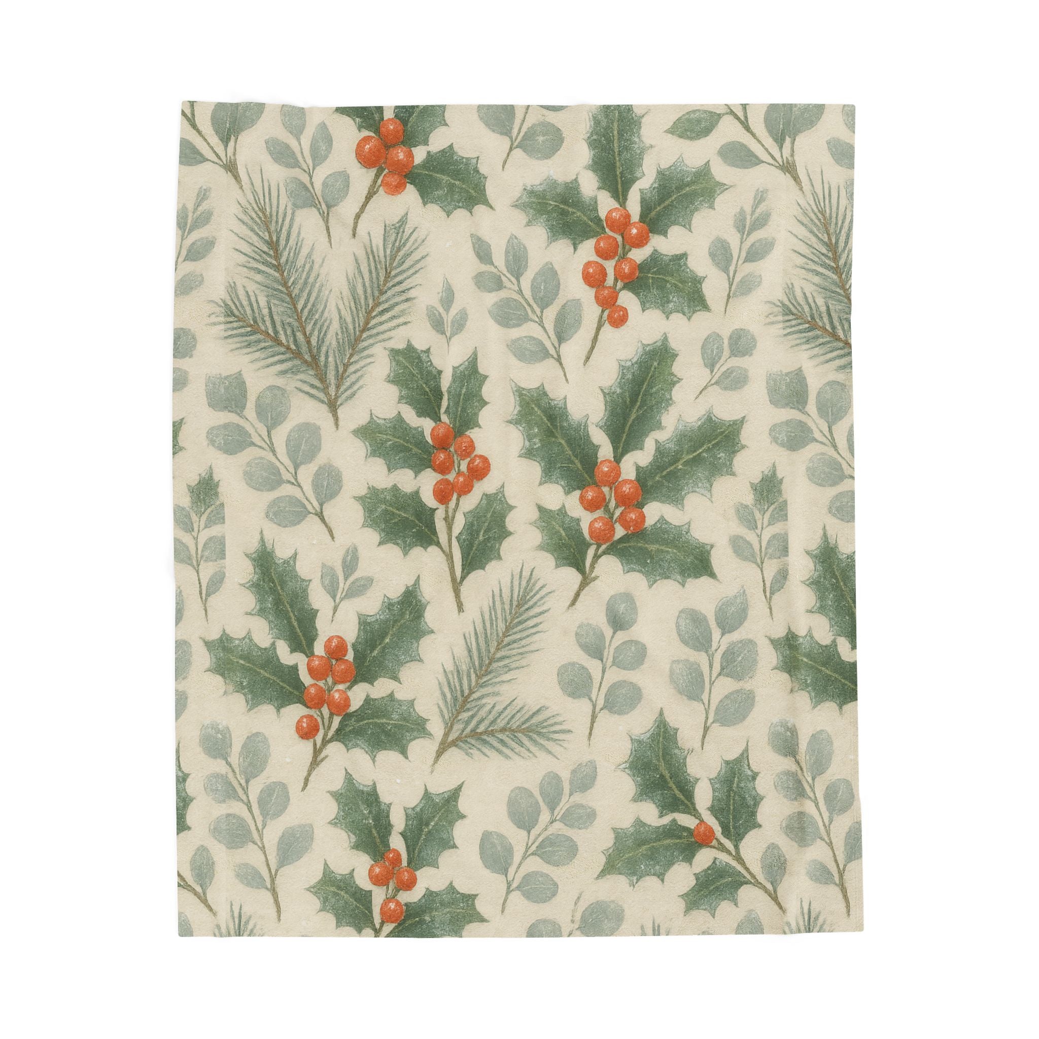 Cozy Holiday Velveteen Plush Blanket, Perfect for Winter Decor, Gift for Home, Christmas, Cozy Nights, Hydrangea Design