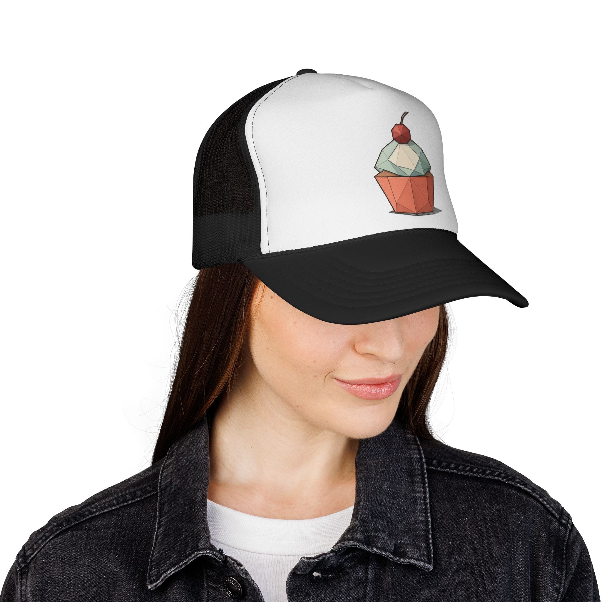 Trucker Cap with Origami Cupcake Design