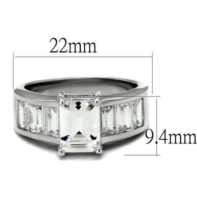 3W1086 - Rhodium Brass Ring with AAA Grade CZ  in Clear-1