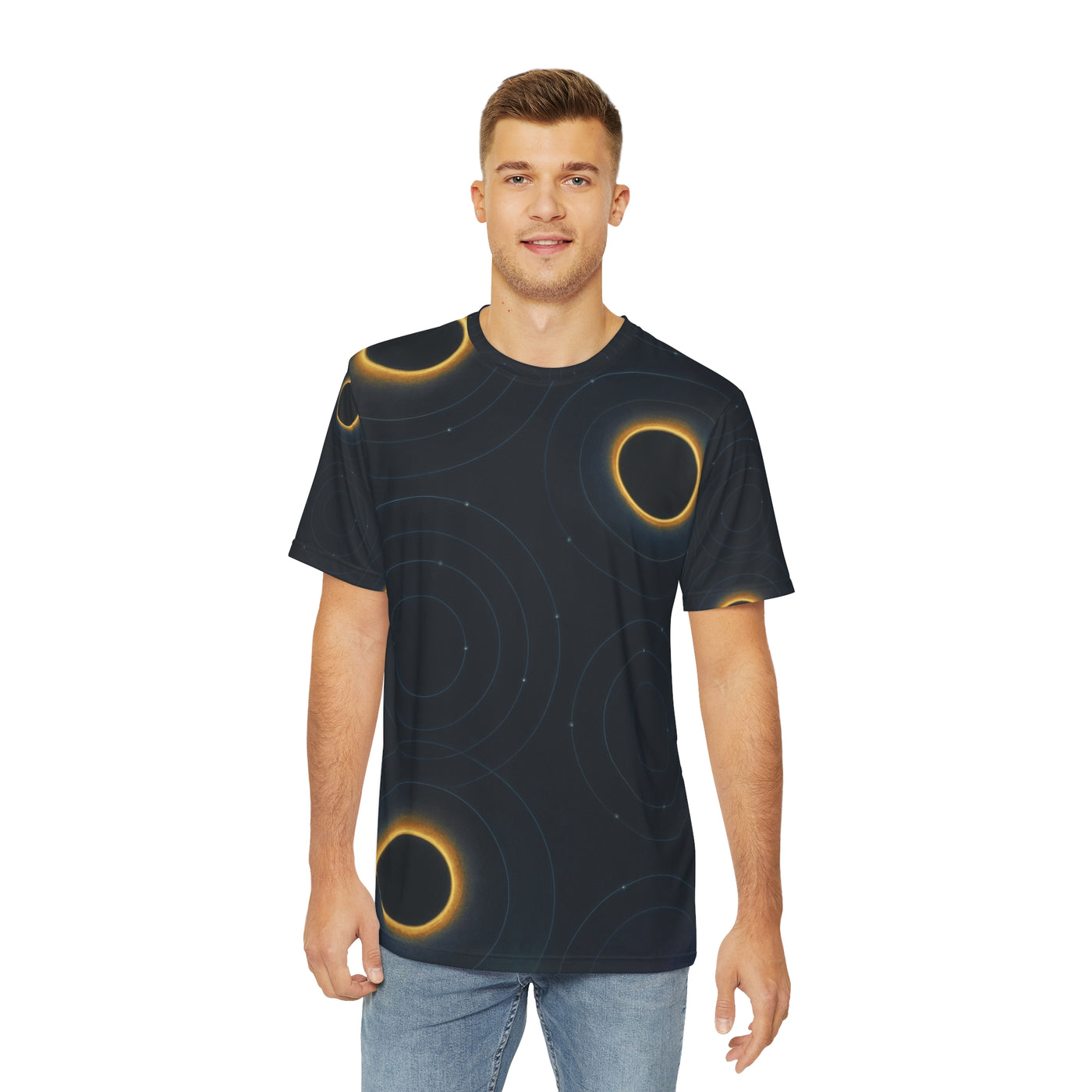 Men's Cosmic Pattern Tee, Unique Men's AOP Shirt, Celestial Print Top, Gift for Space Lovers, Casual Wear, Astronomy T-Shirt