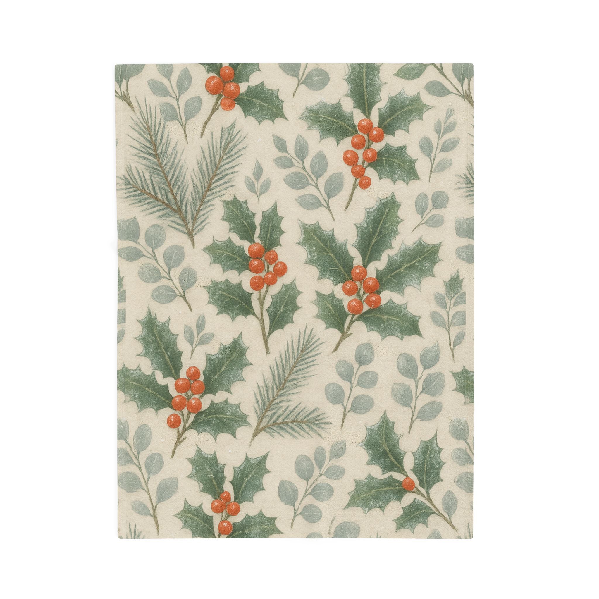 Cozy Holiday Velveteen Plush Blanket, Perfect for Winter Decor, Gift for Home, Christmas, Cozy Nights, Hydrangea Design