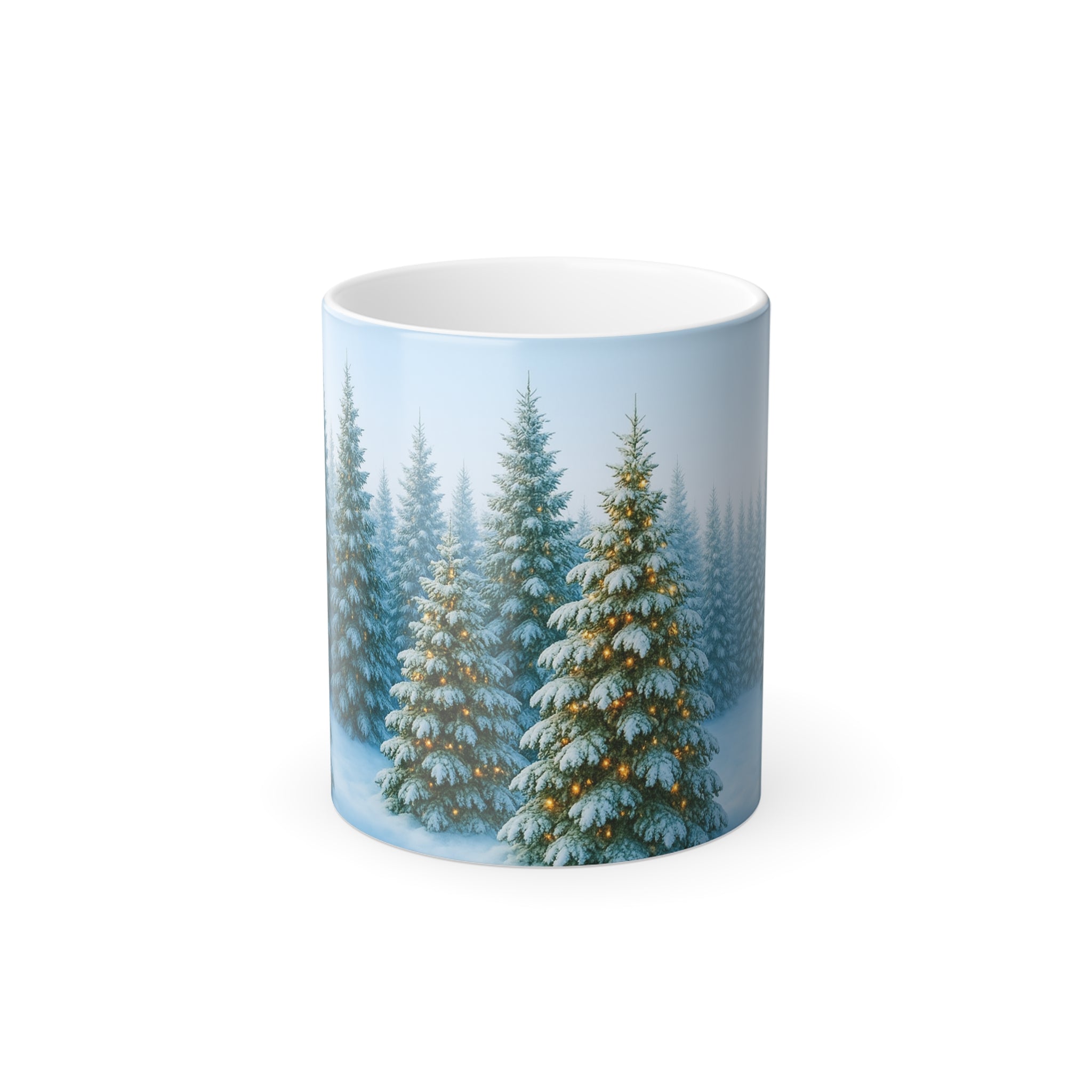 Color Changing Winter Forest Mug, Cozy Hot Beverage Cup, Holiday Gift, Christmas Decor, Seasonal Drinkware