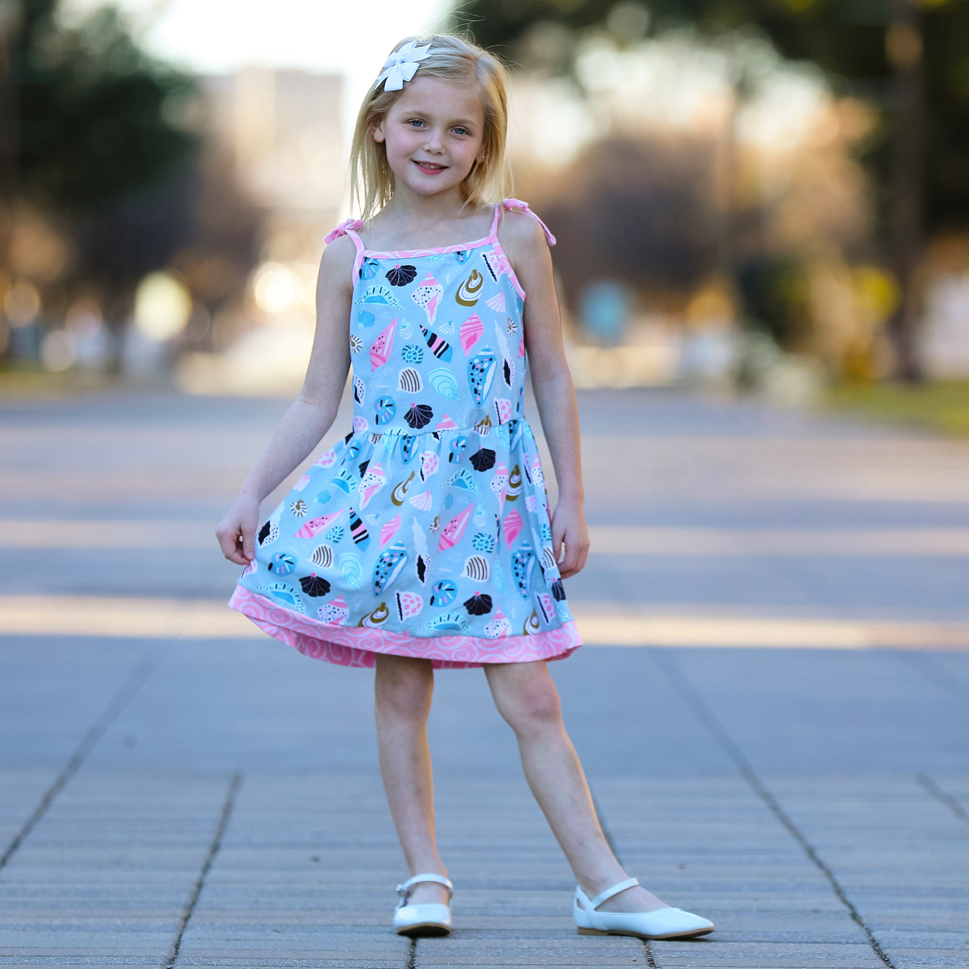 AnnLoren Little & Big Girls Seashells Spaghetti Straps Cotton Knit Summer Beach Dress-2