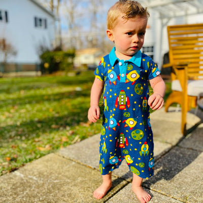 AnnLoren Spaceship short sleeve Baby Toddler Boys Romper-4