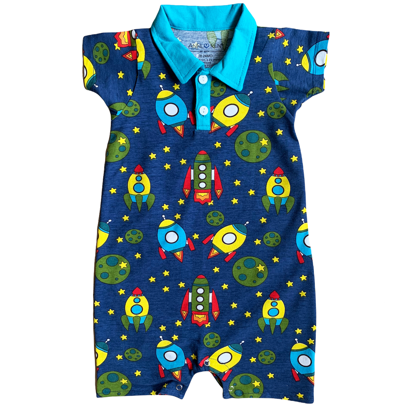 AnnLoren Spaceship short sleeve Baby Toddler Boys Romper-0