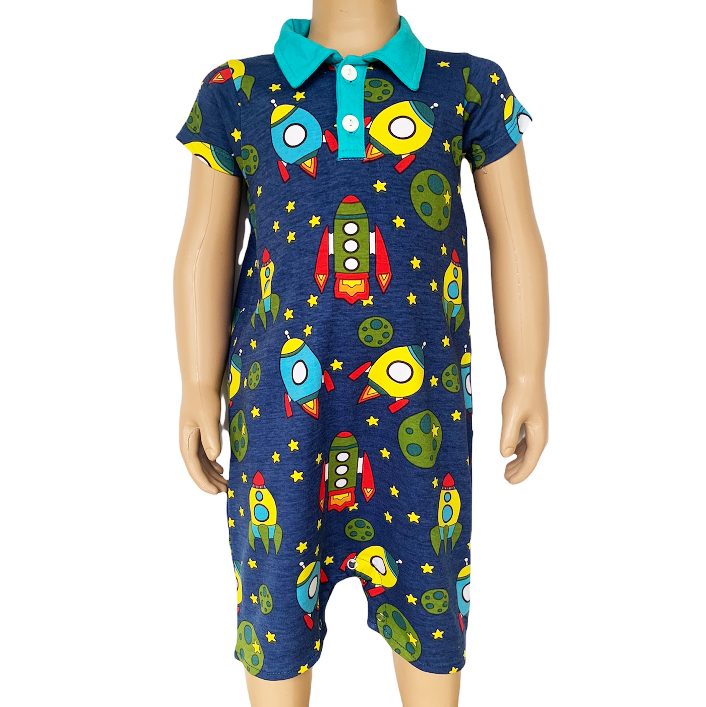 AnnLoren Spaceship short sleeve Baby Toddler Boys Romper-1