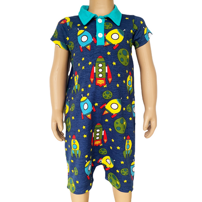 AnnLoren Spaceship short sleeve Baby Toddler Boys Romper-1
