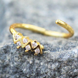 Gold Jeweled Zig-Zag Cartilage Earring / Nose Hoop Ring-1