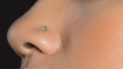 20 Gauge Nose Bone Sterling Silver Flower - 6 color choices-0